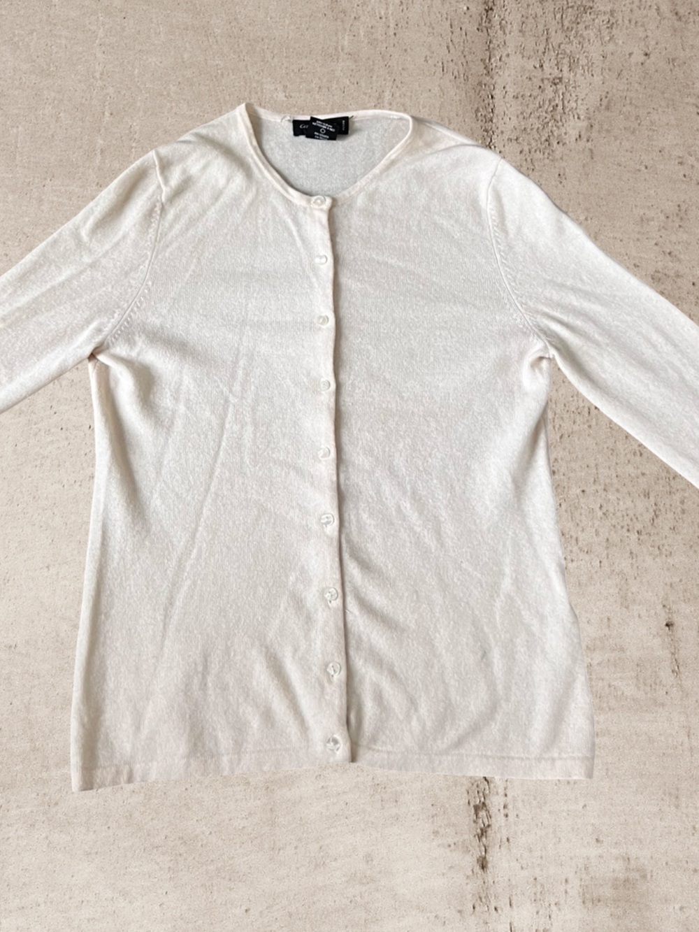 Lord & Taylor Cream 100% Cashmere Button-Front Women's Cardigan